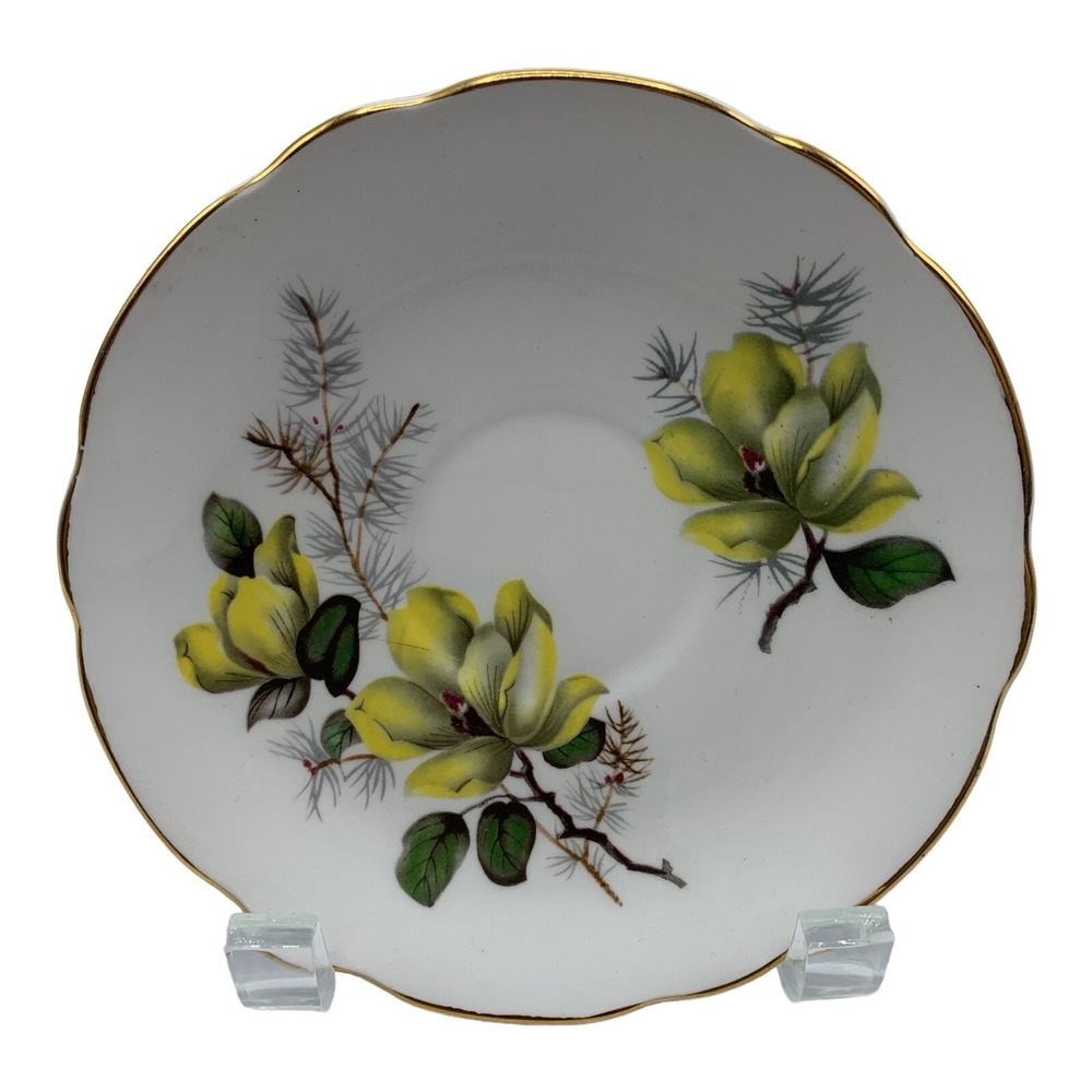 Vintage Saucer Regency English Bone China England Yellow Flower Replacement 5.5"